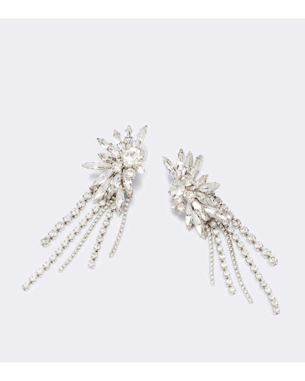 Jennifer Behr White Shantalle Crystal-Embellished Drop Earrings