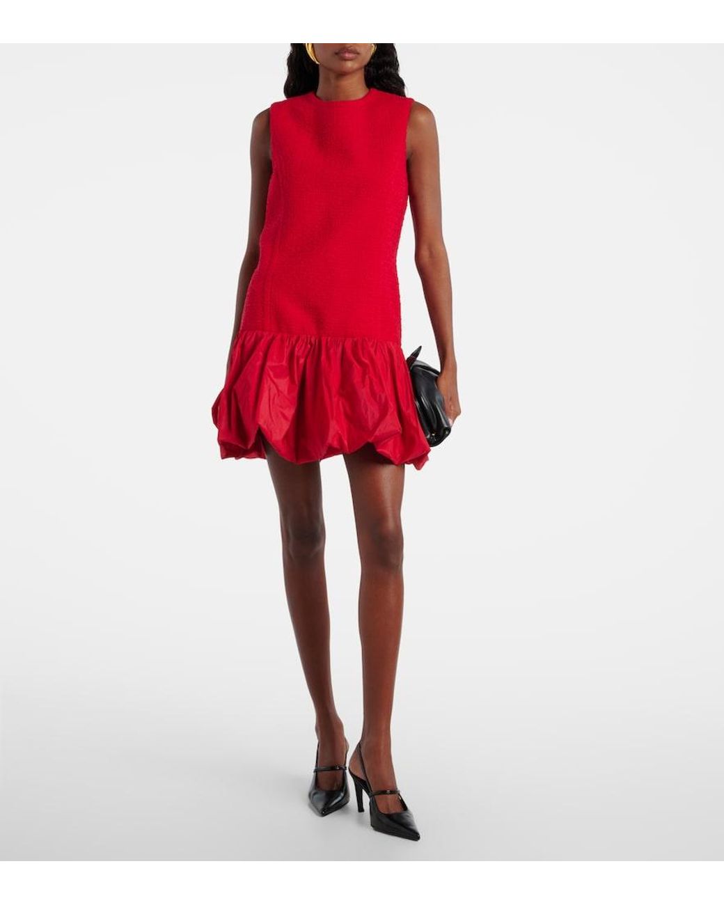 Patou Red Tweed And Faille Minidress