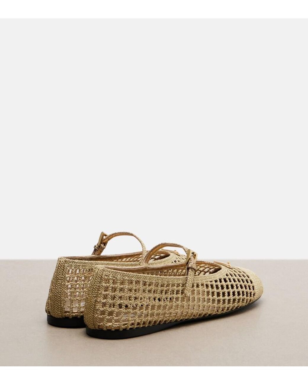 Prada Crochet Mary Jane Flats in Natural | Lyst UK