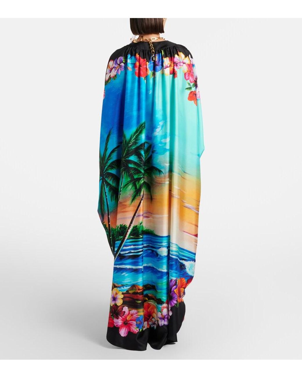 Dolce & Gabbana Blue Printed Silk Kaftan