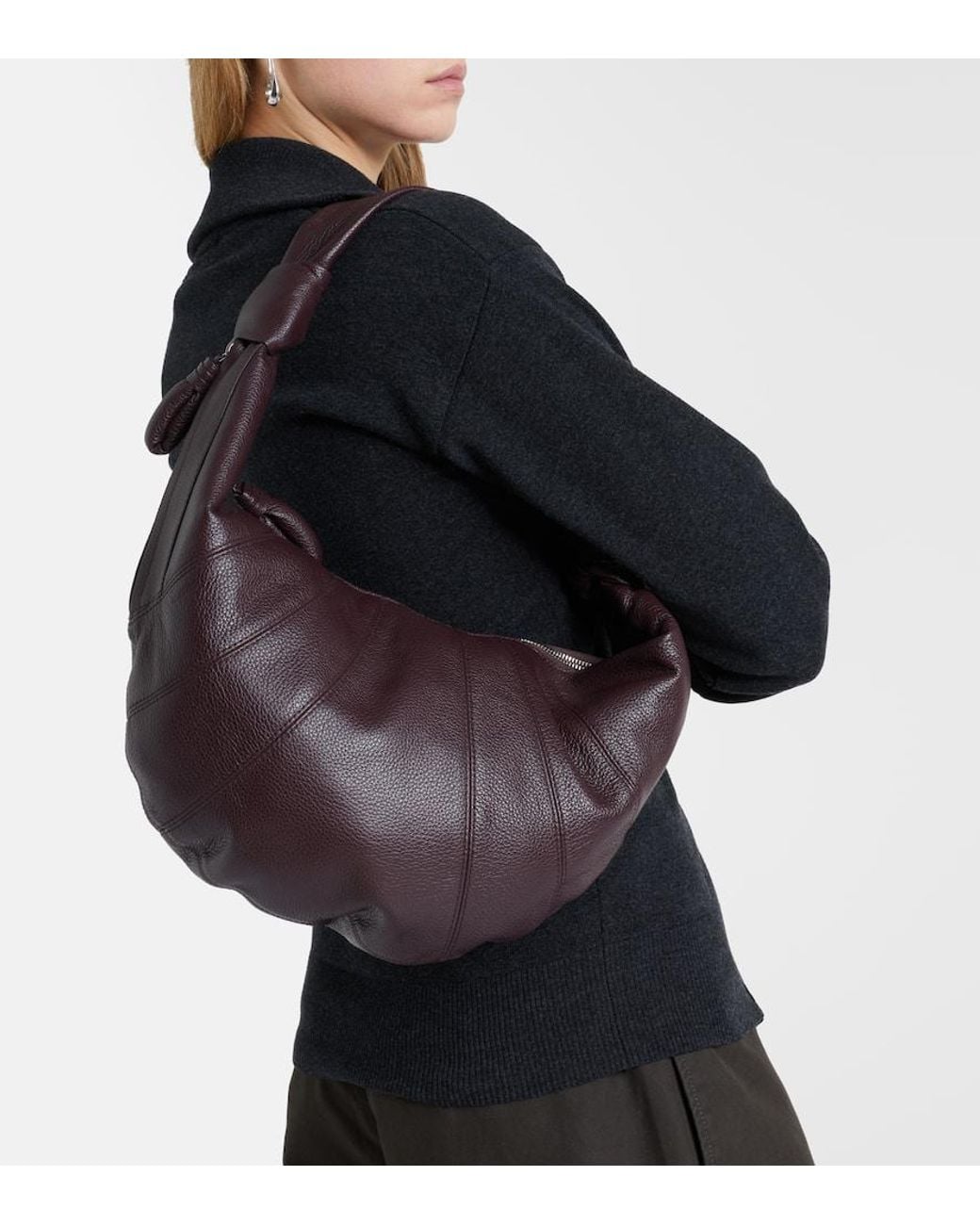 Lemaire Purple Fortune Crescent Leather Shoulder Bag