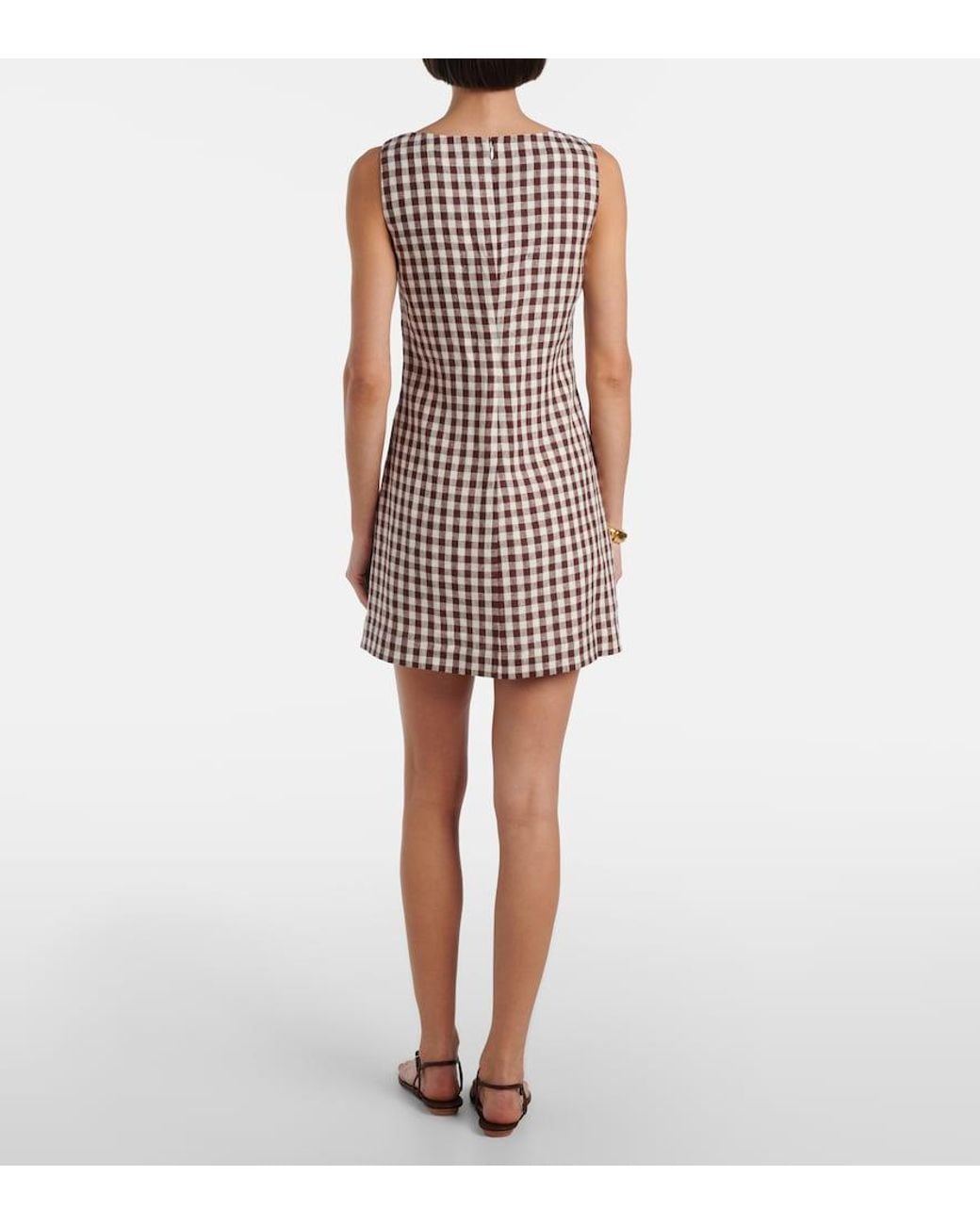 Posse White Sadie Gingham Linen Minidress