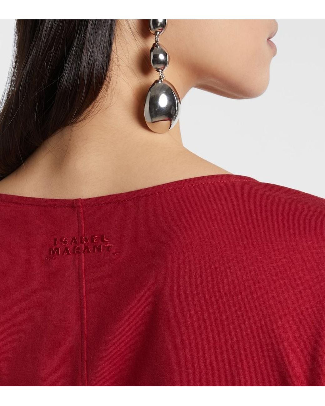 Isabel Marant Red Draped Cotton Jersey Top