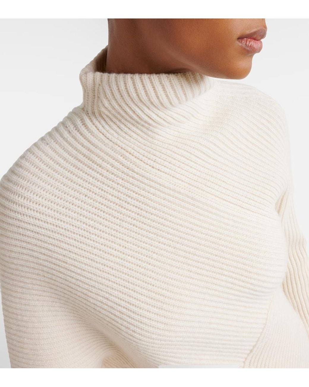 Alaïa White Asymmetric Wool And Cashmere Sweater