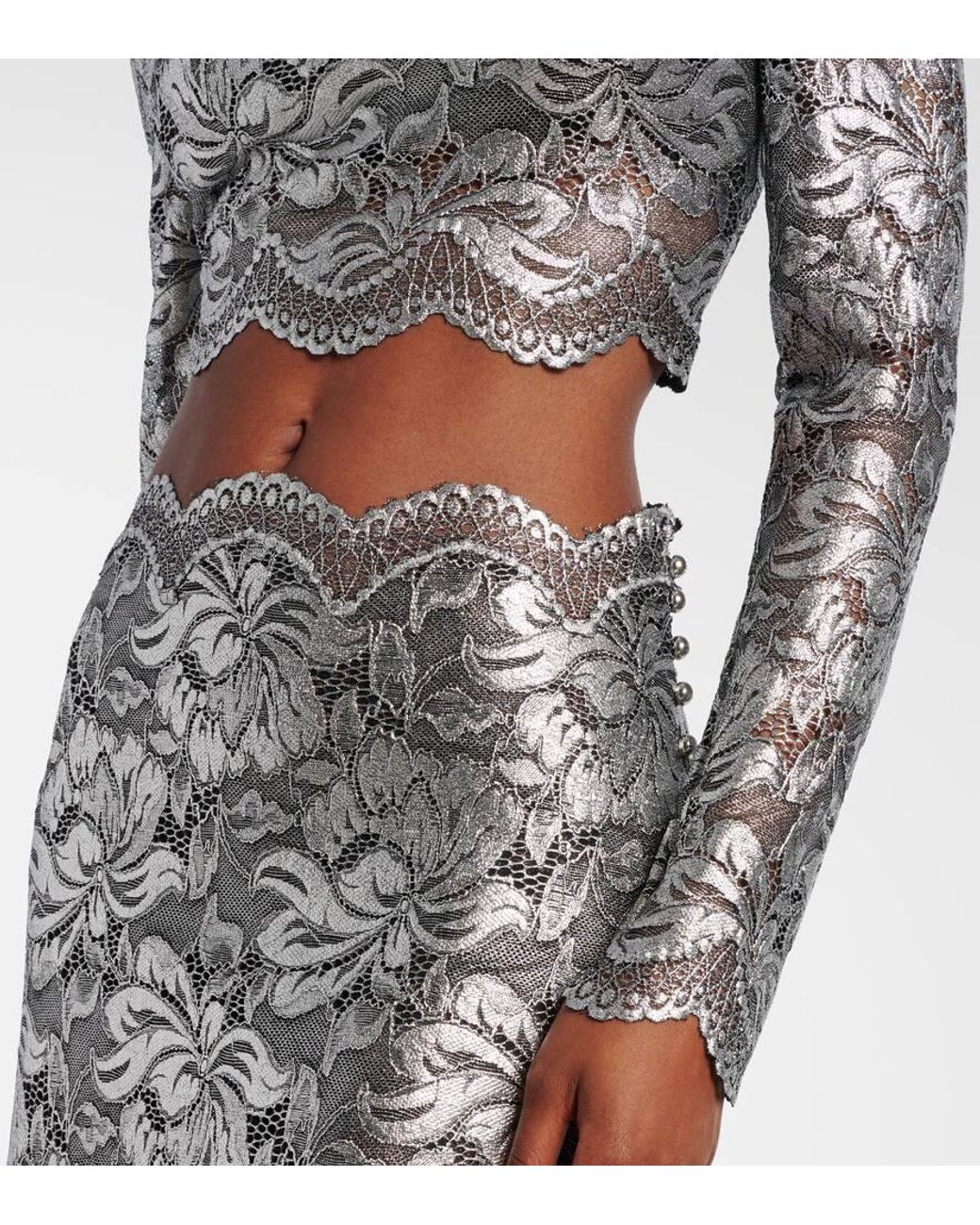 Rabanne Gray Cropped-Top Aus Spitze