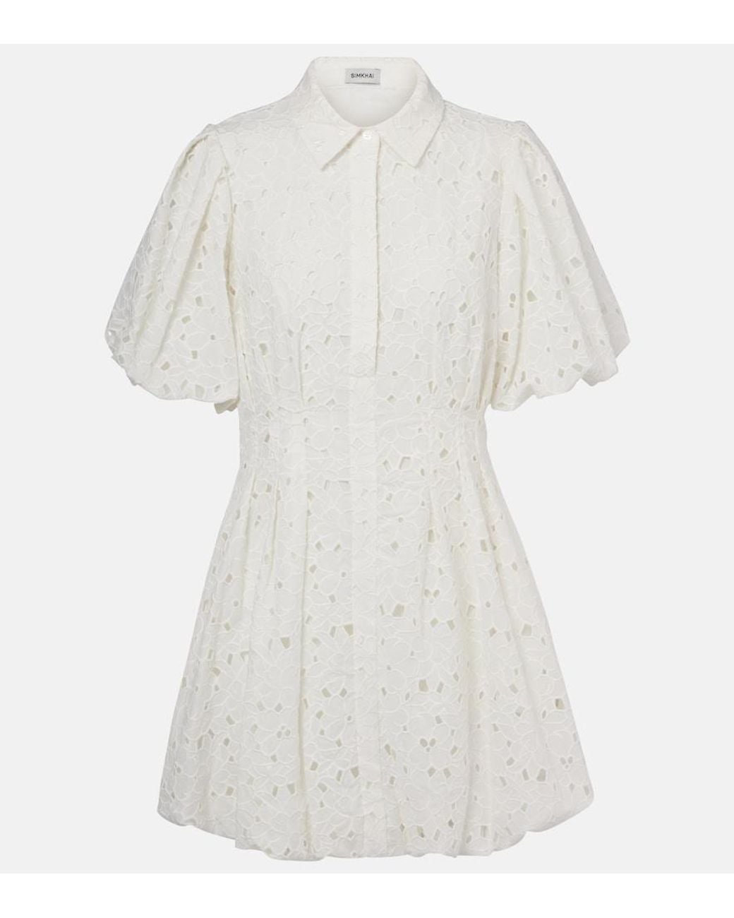 Jonathan Simkhai White Cleo Broderie Anglaise Cotton Minidress