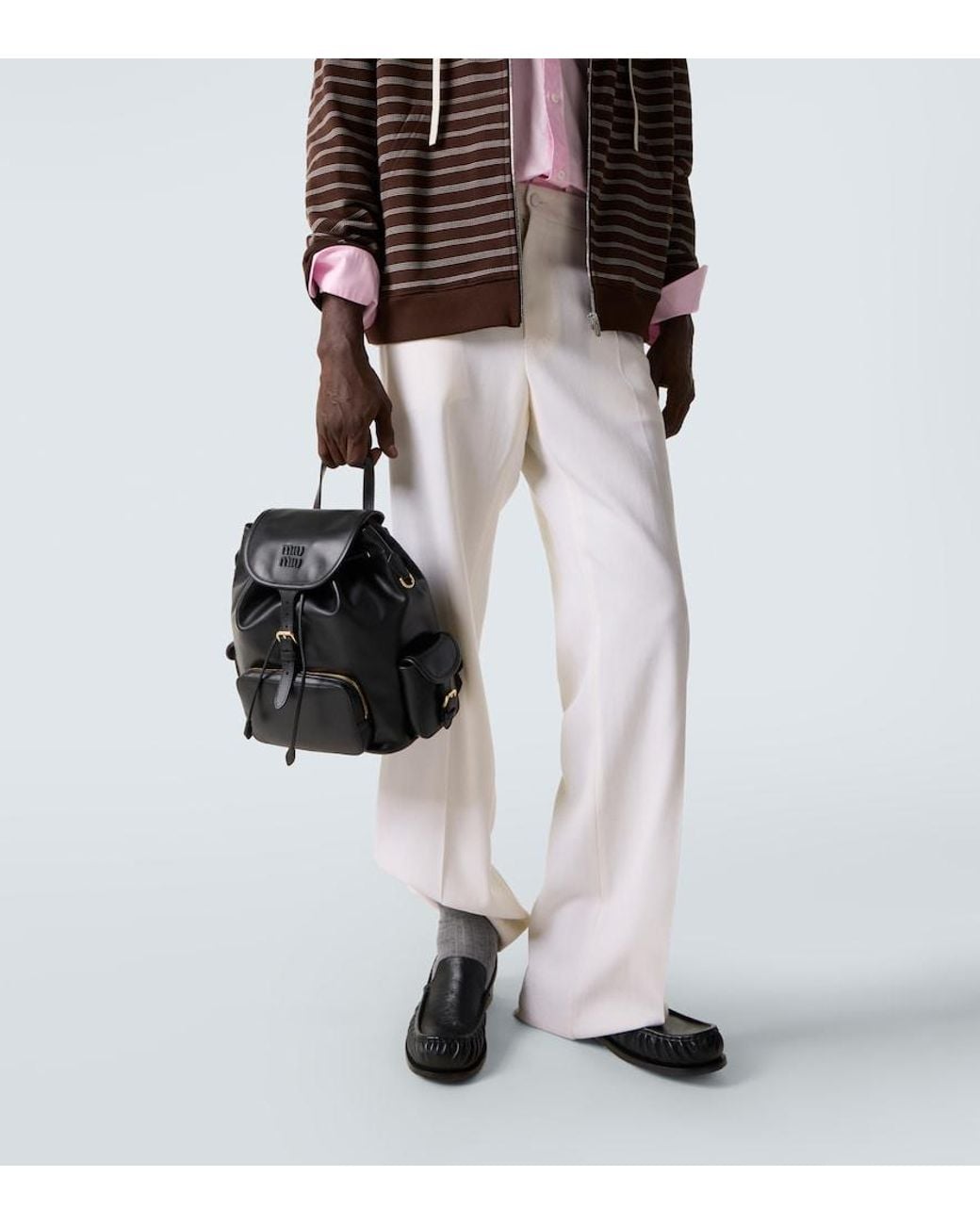 Miu Miu Black Leather Backpack for men
