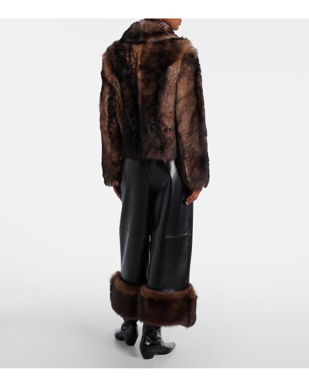 Yves Salomon Brown Cropped Shearling Jacket