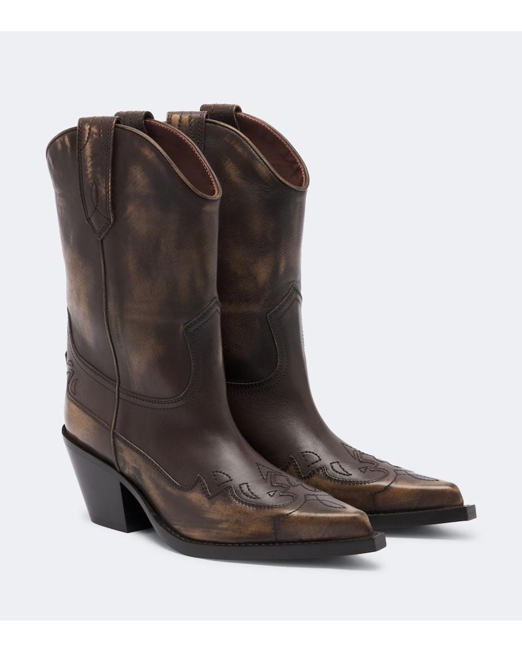 Paris Texas Brown Dakota Distressed Leather Cowboy Boots