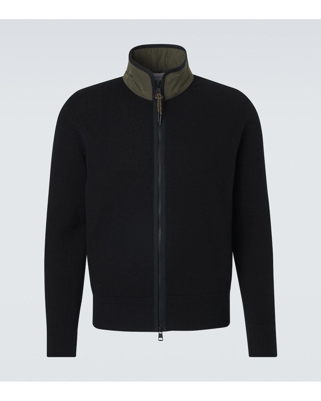 Moncler Black Archivio Waffle-Knit Cotton Jacket for men