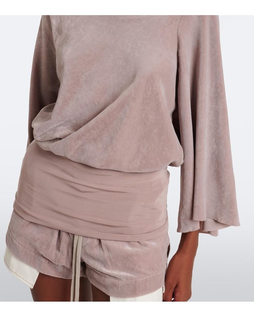 Rick Owens Pink Cylinder Draped Velvet Top