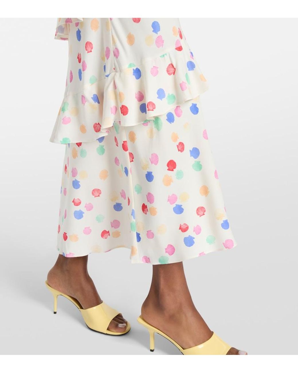 Rixo White Meena Polka-Dot Tiered Maxi Dress