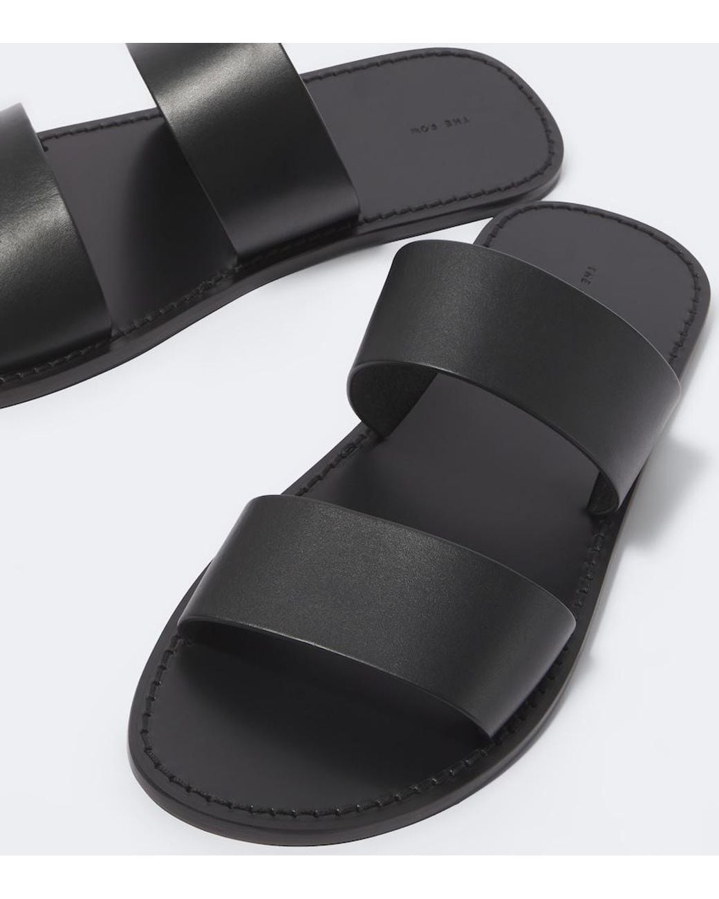 The Row Black Charlie Leather Sandals for men