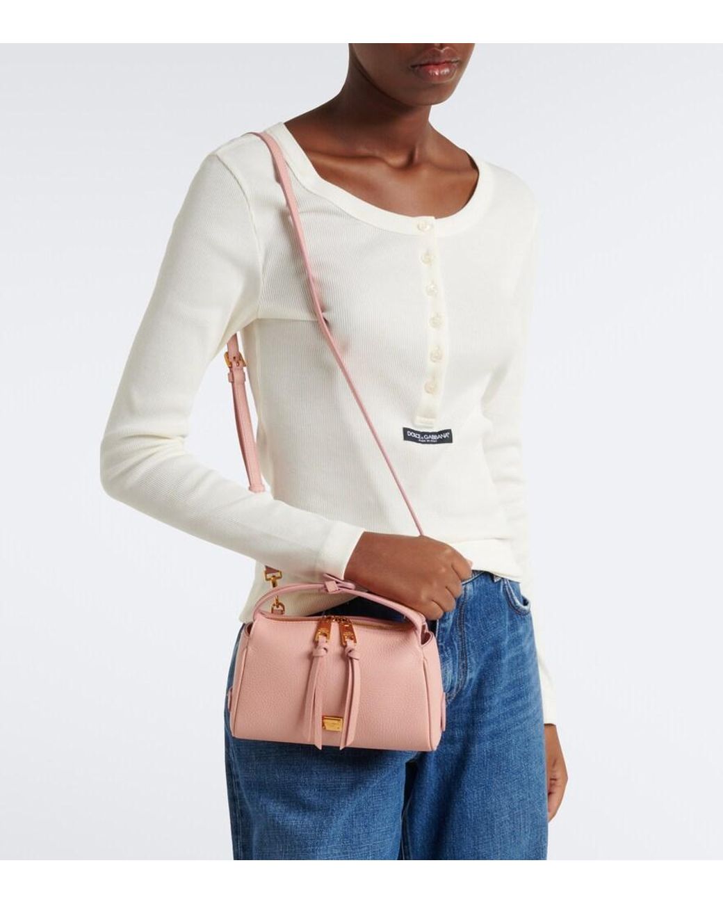 Dolce & Gabbana Pink Vittoria Small Leather Top-Handle Bag