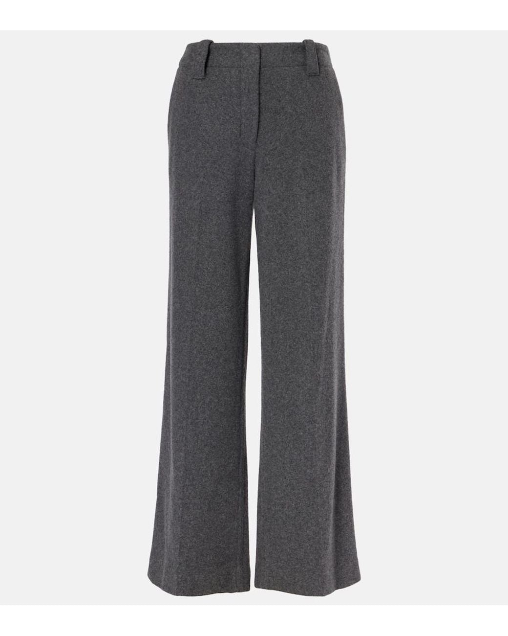 Proenza Schouler Gray Mid-Rise Wide-Leg Pants