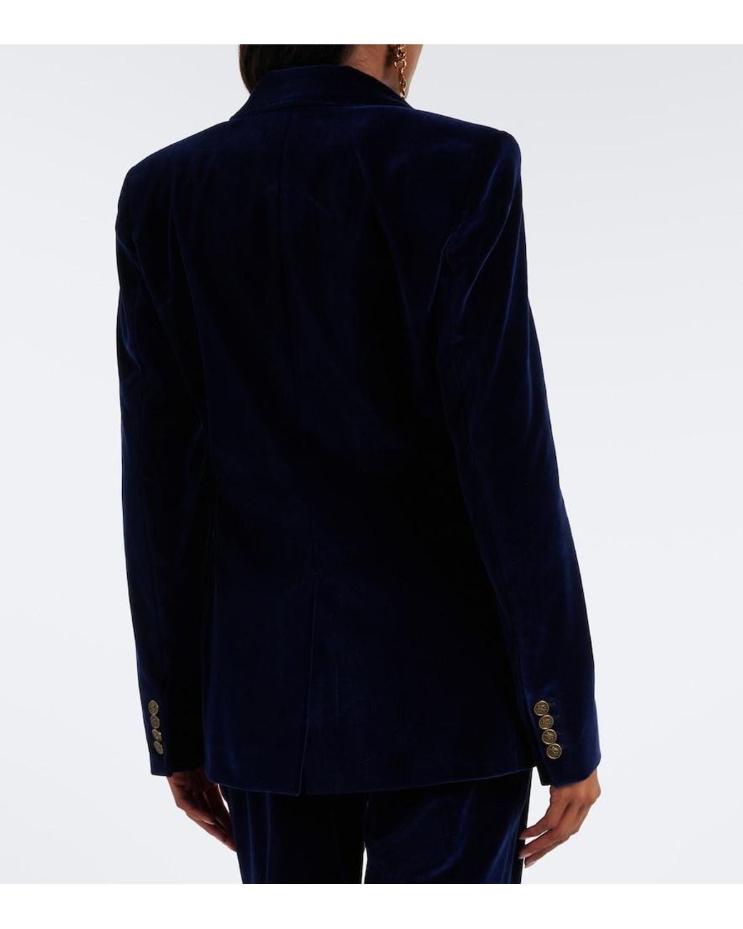 Etro Blue Double-Breasted Cotton Velvet Blazer