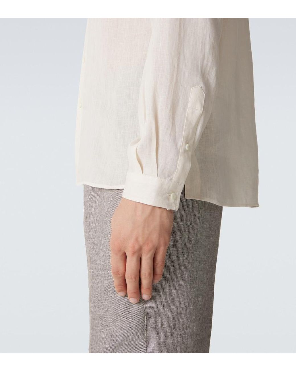Brunello Cucinelli White Linen Shirt for men