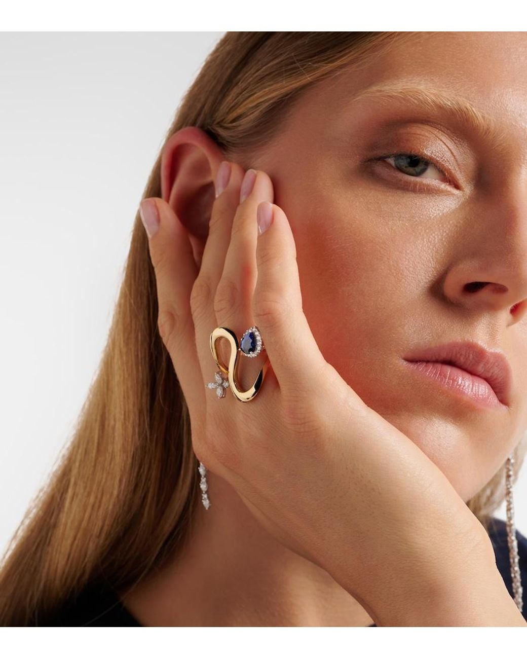YEPREM Blue Reign Supreme 18Kt Ring With Diamonds And Sapphires