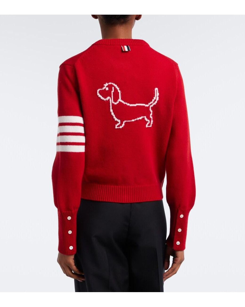 Thom Browne Red 4-Bar Wool Cardigan