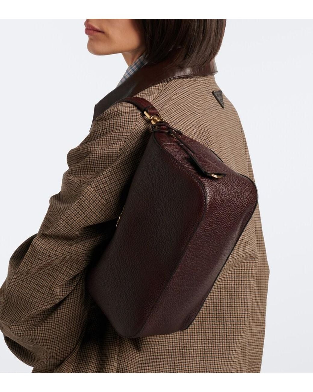 Prada Brown Small Leather Top-Handle Bag