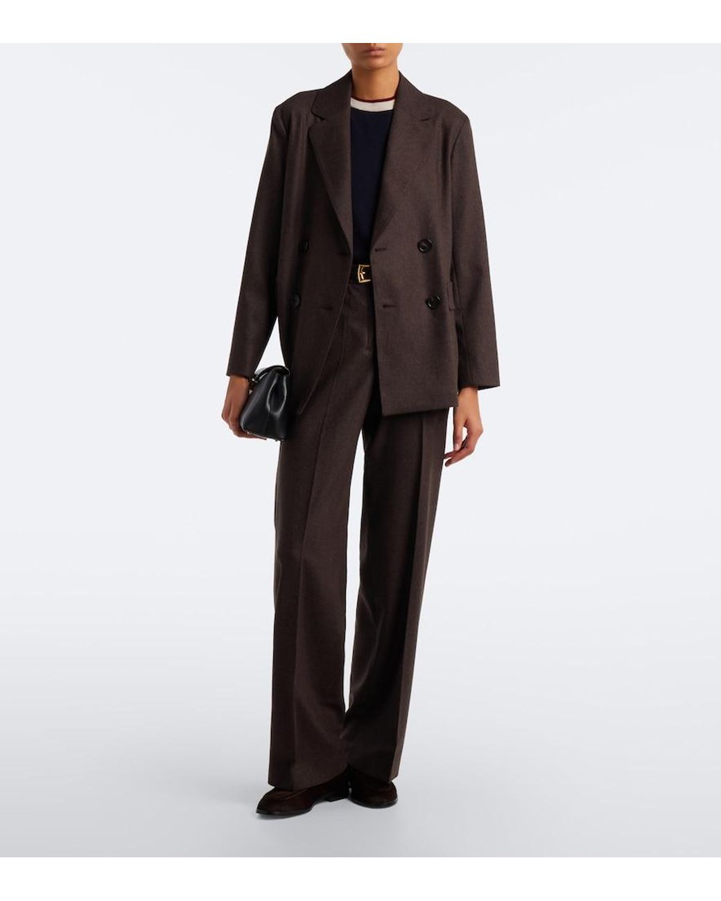 Max Mara Brown Wool Wide-Leg Pants