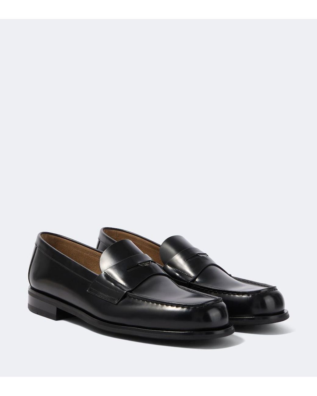 Prada Black Leather Penny Loafers for men