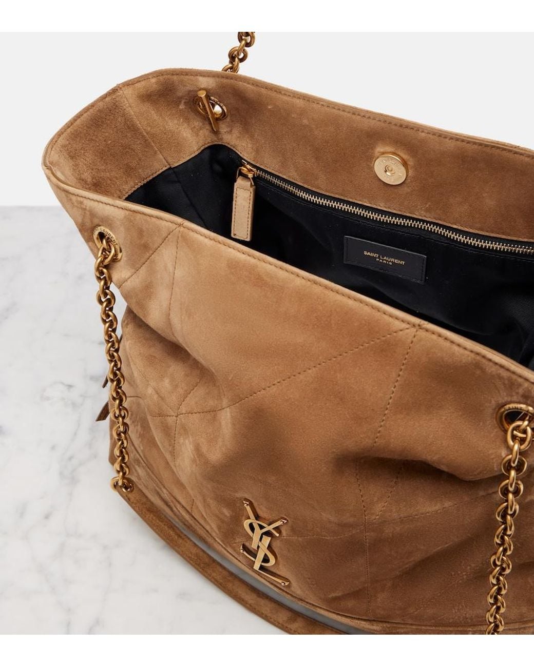 Saint Laurent Brown Jamie Shopping Medium Suede Tote Bag