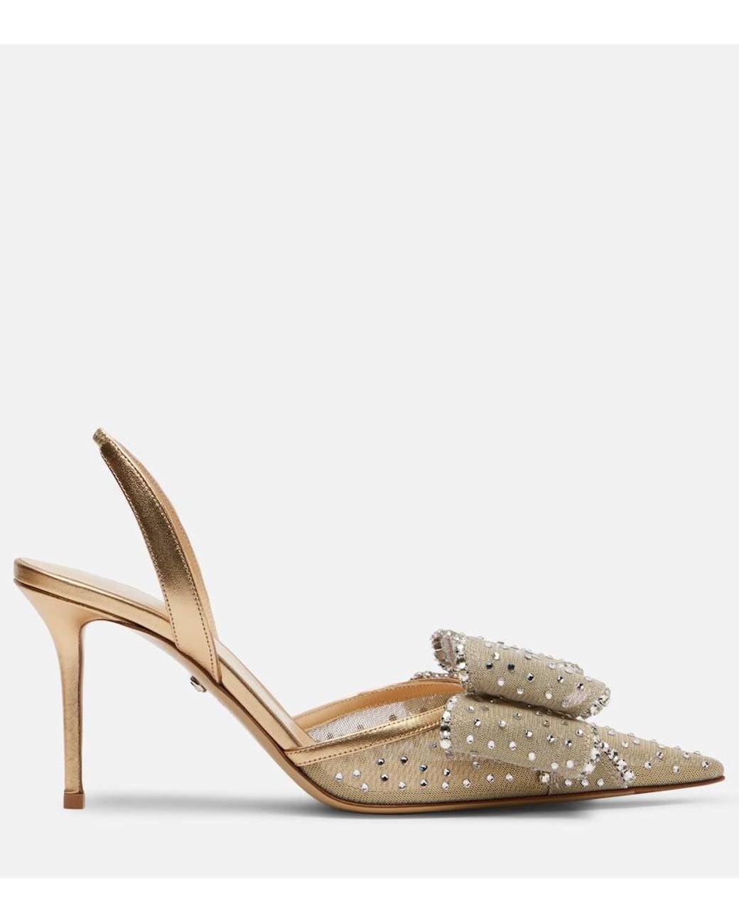 Mach & Mach Metallic Le Cadeau 85 Mesh Slingback Pumps
