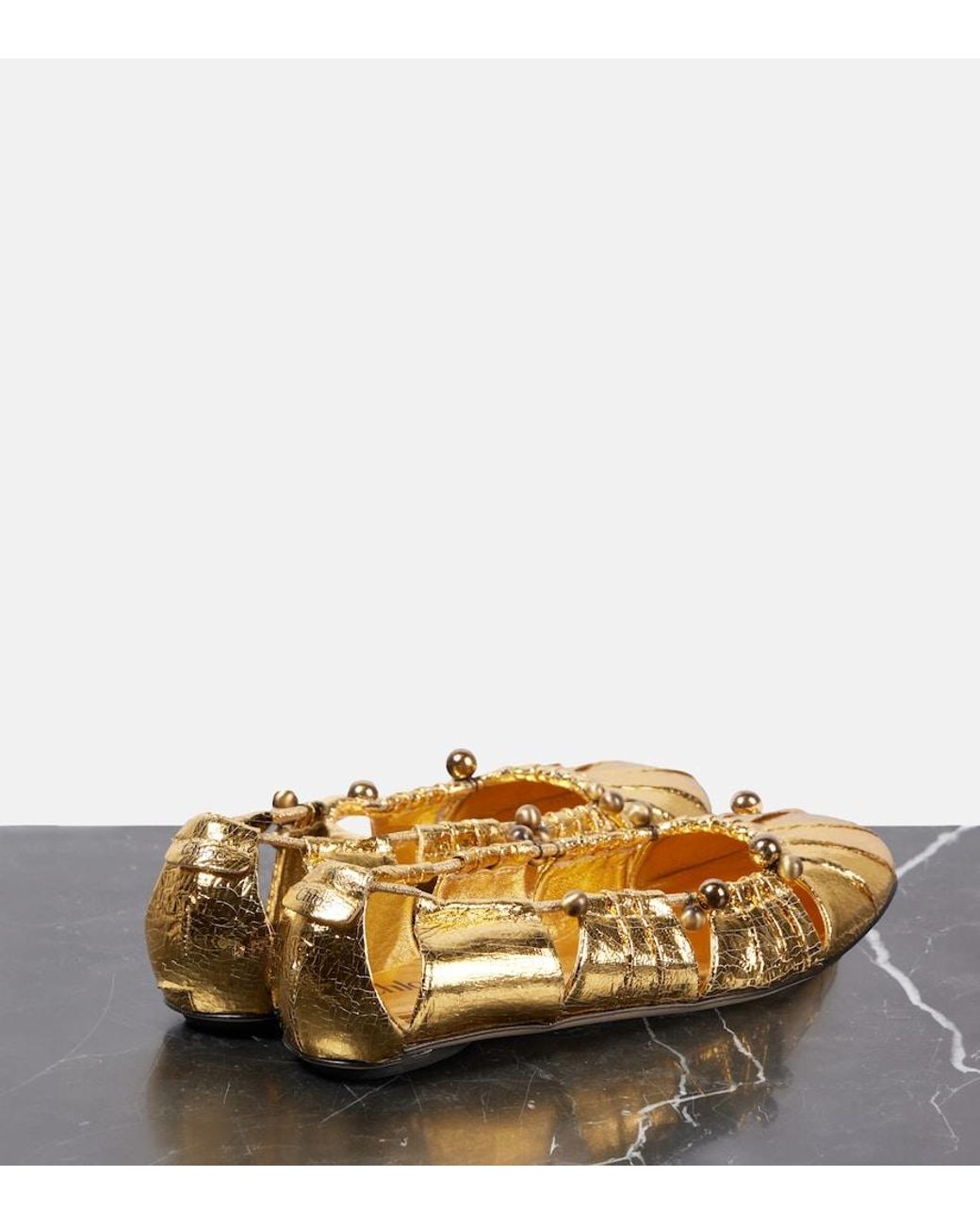 Chloé Luna Cutout Metallic Leather Ballet Flats