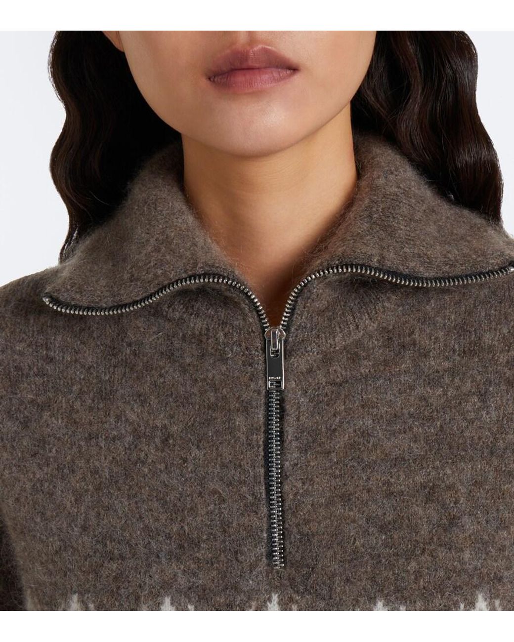 Fusalp Gray Mireva Mohair-Blend Half-Zip Sweater