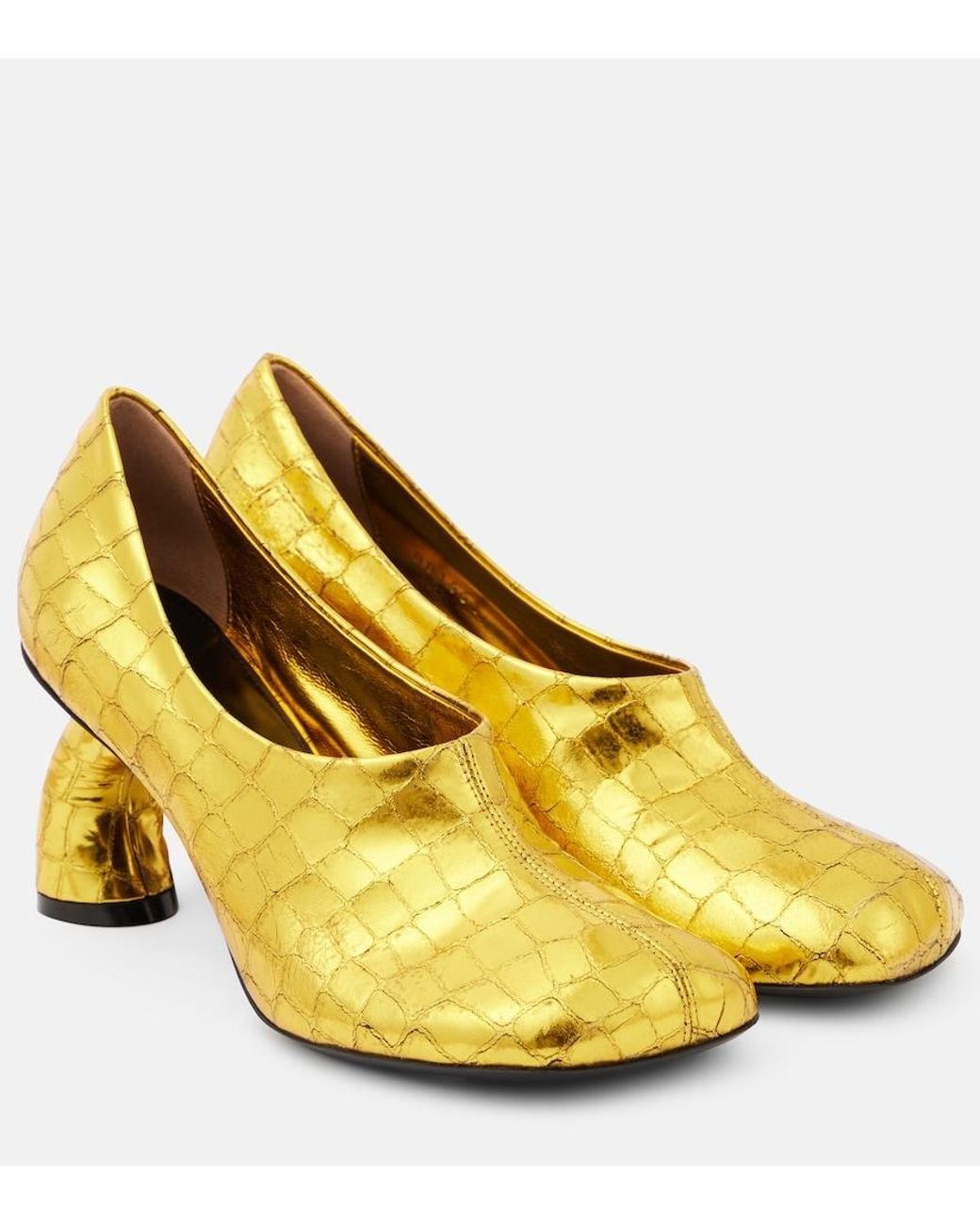 Dries Van Noten Yellow Square Toe Heels
