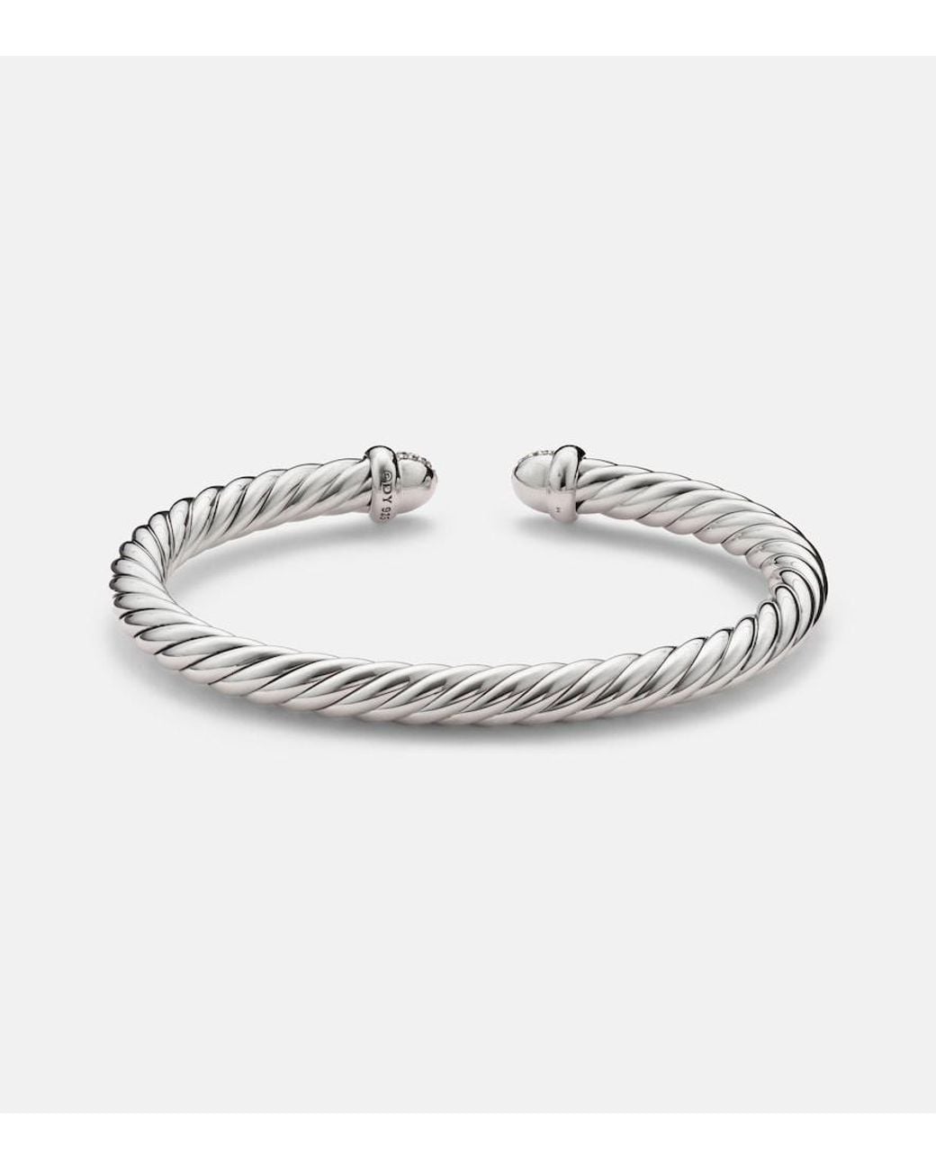 David Yurman Metallic Cable Flex Sterling Cuff Bracelet With Diamonds