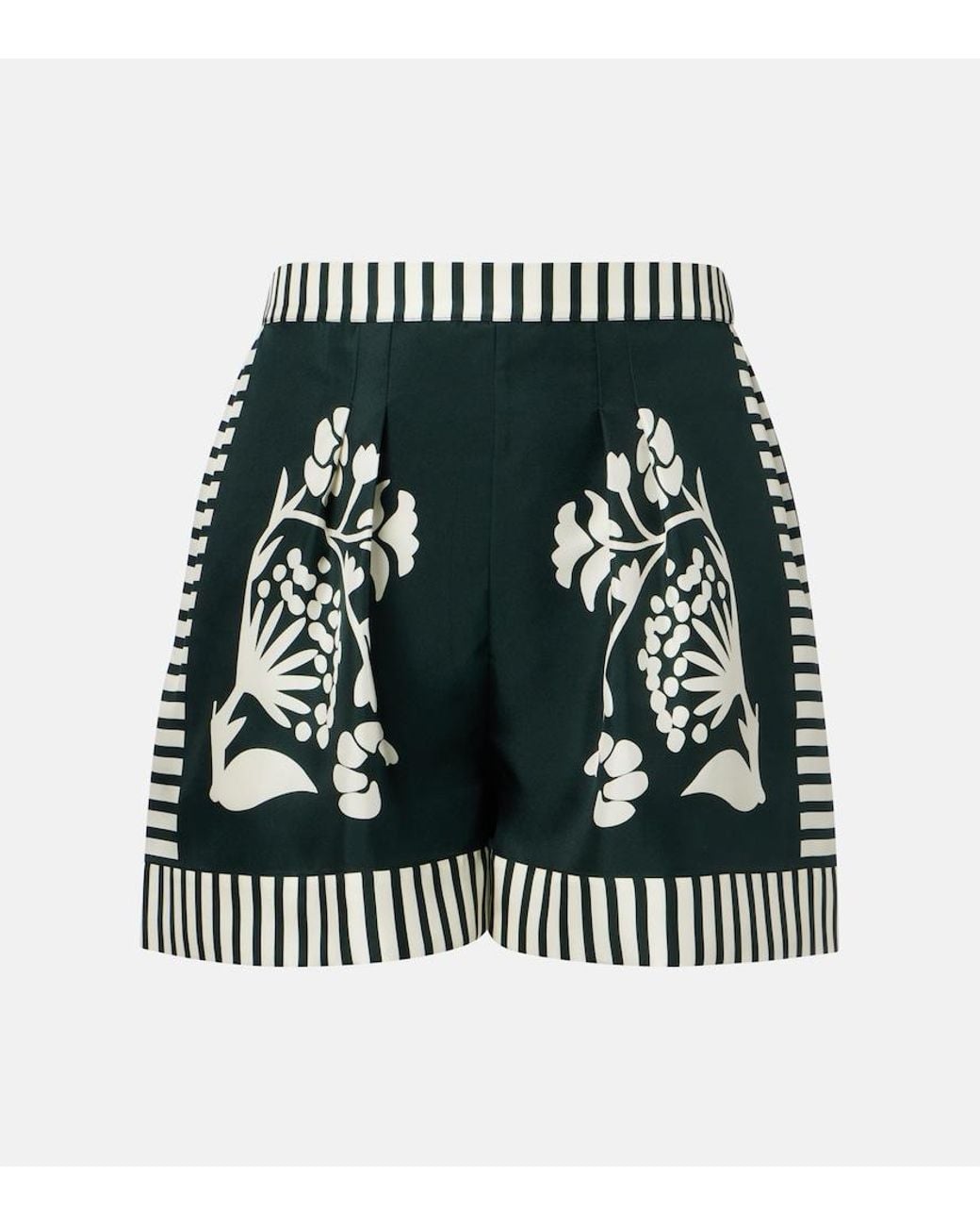 Eres Black Arjun Printed Silk Twill Shorts