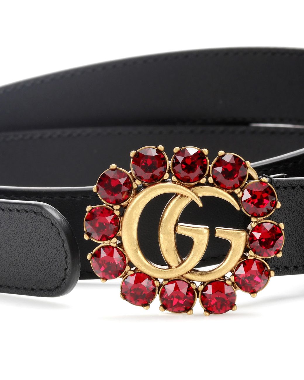 Gucci Leather Belt With Crystal Double G Buckle - Farfetch