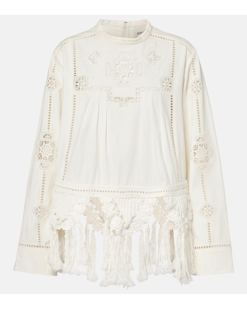 Isabel Marant White Severine Macrame Cotton Top