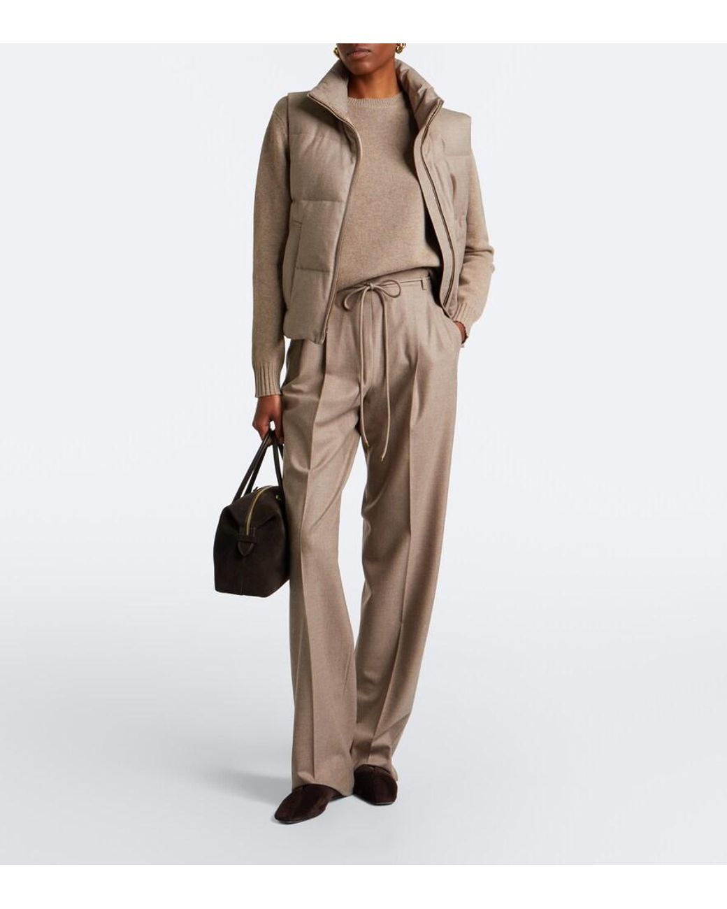 Max Mara Brown Cashmere-Blend Down Vest