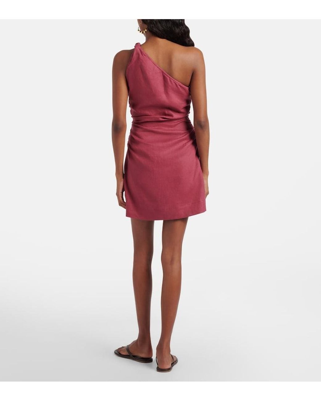 Faithfull The Brand Red Marga Linen Minidress