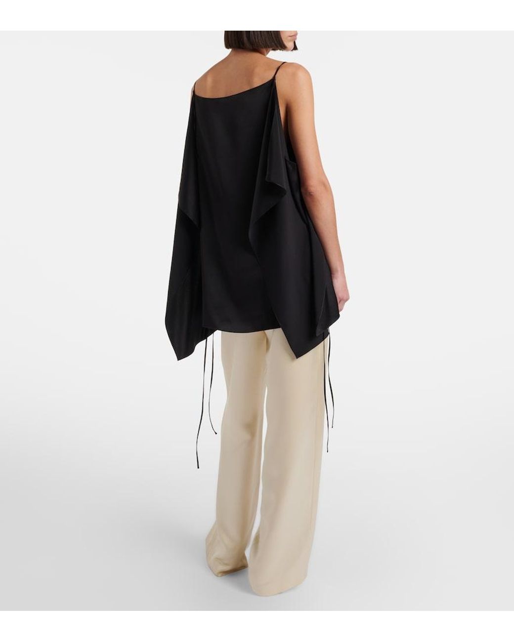 The Row Natural Lanuit Silk Satin Straight Pants