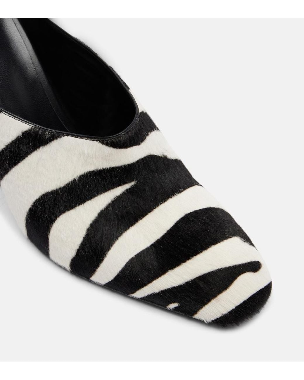 Khaite Black Colt Zebra-Print Calf Hair Mules
