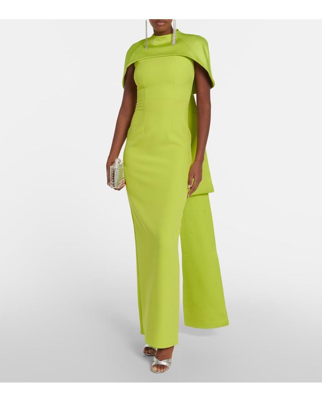 Safiyaa Green Kalika Crepe Gown