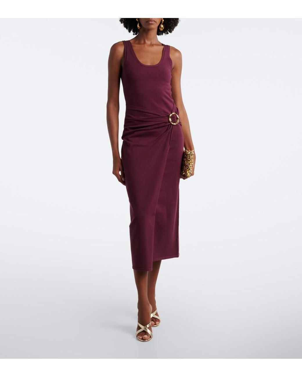 Jonathan Simkhai Purple Genne Gathered Midi Dress