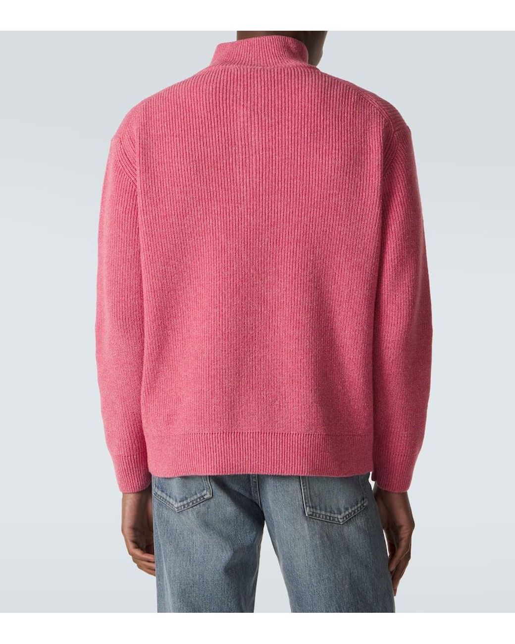 JW Anderson Wool And Cotton Half-Zip Sweater in Pink for Men | Lyst UK