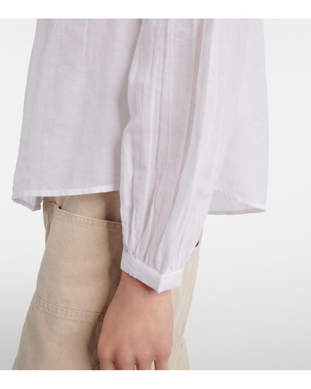 Isabel Marant White Christa Ruffled Cotton-Blend Blouse