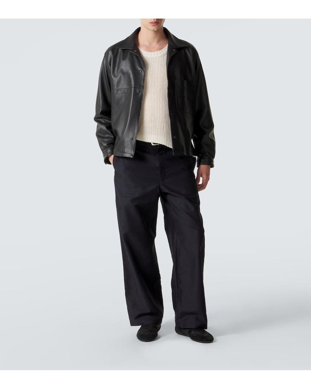 STÒFFA Black Leather Jacket for men