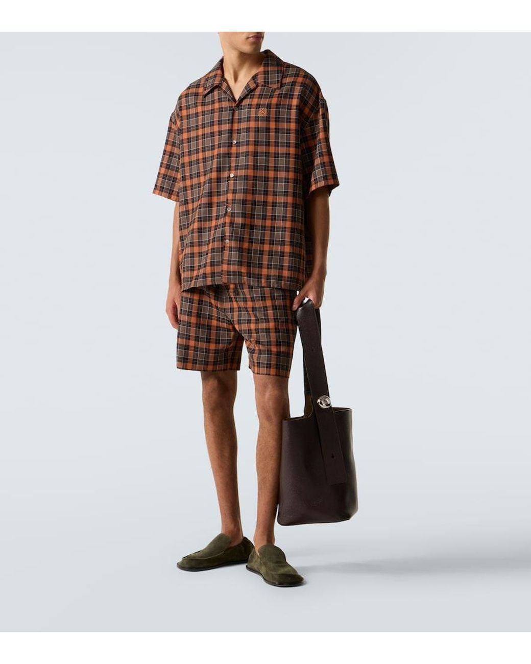 Loewe Brown Checked Bermuda Shorts for men