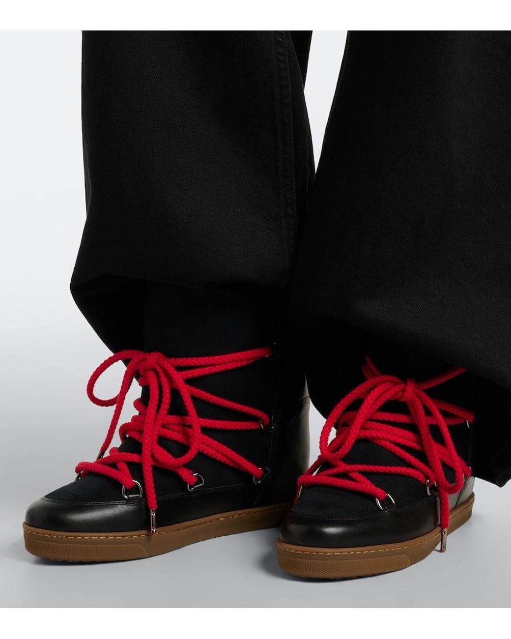 Isabel Marant Red Nowles Leather And Suede Snow Boots