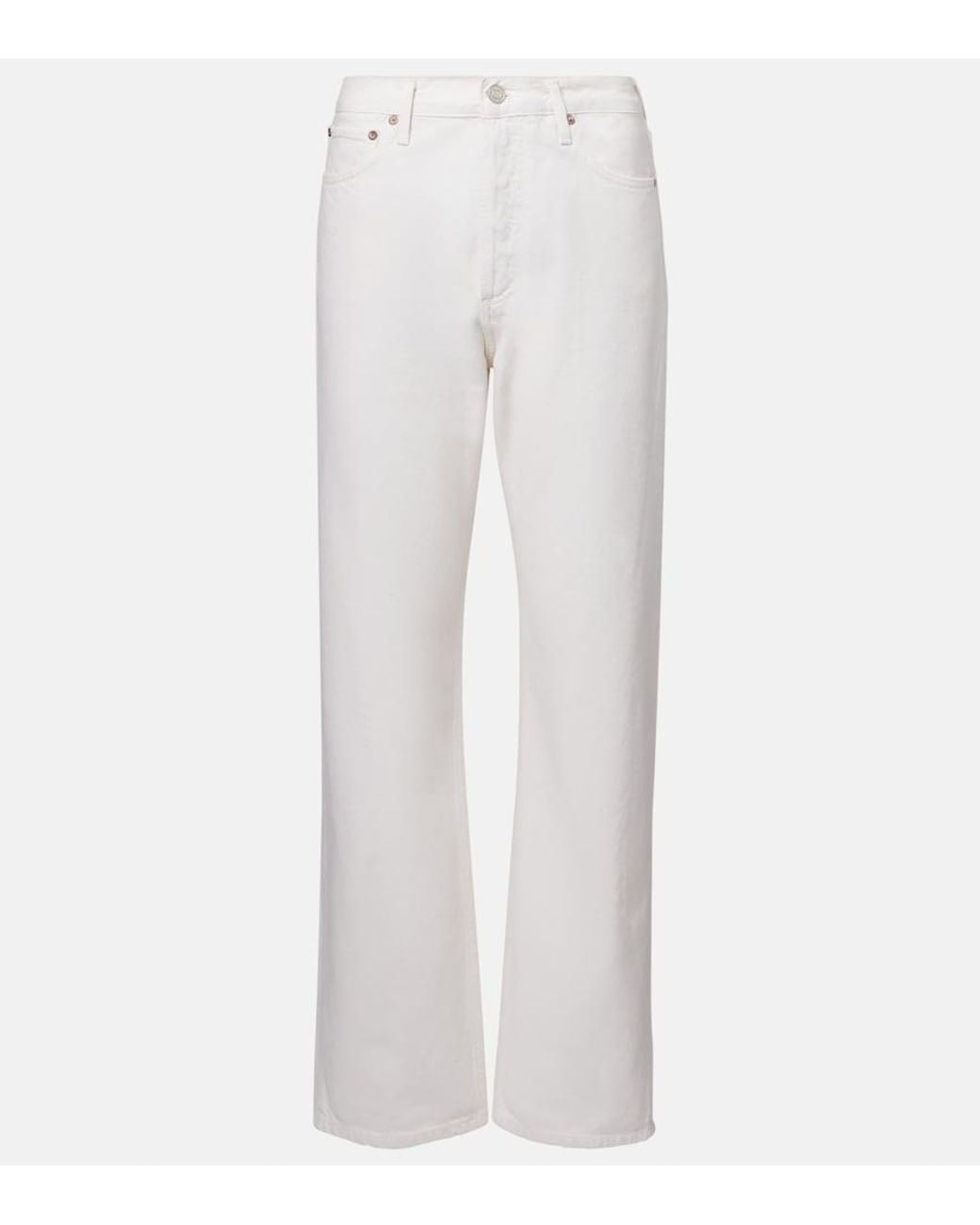 Agolde White 90's Mid-Rise Straight Jeans