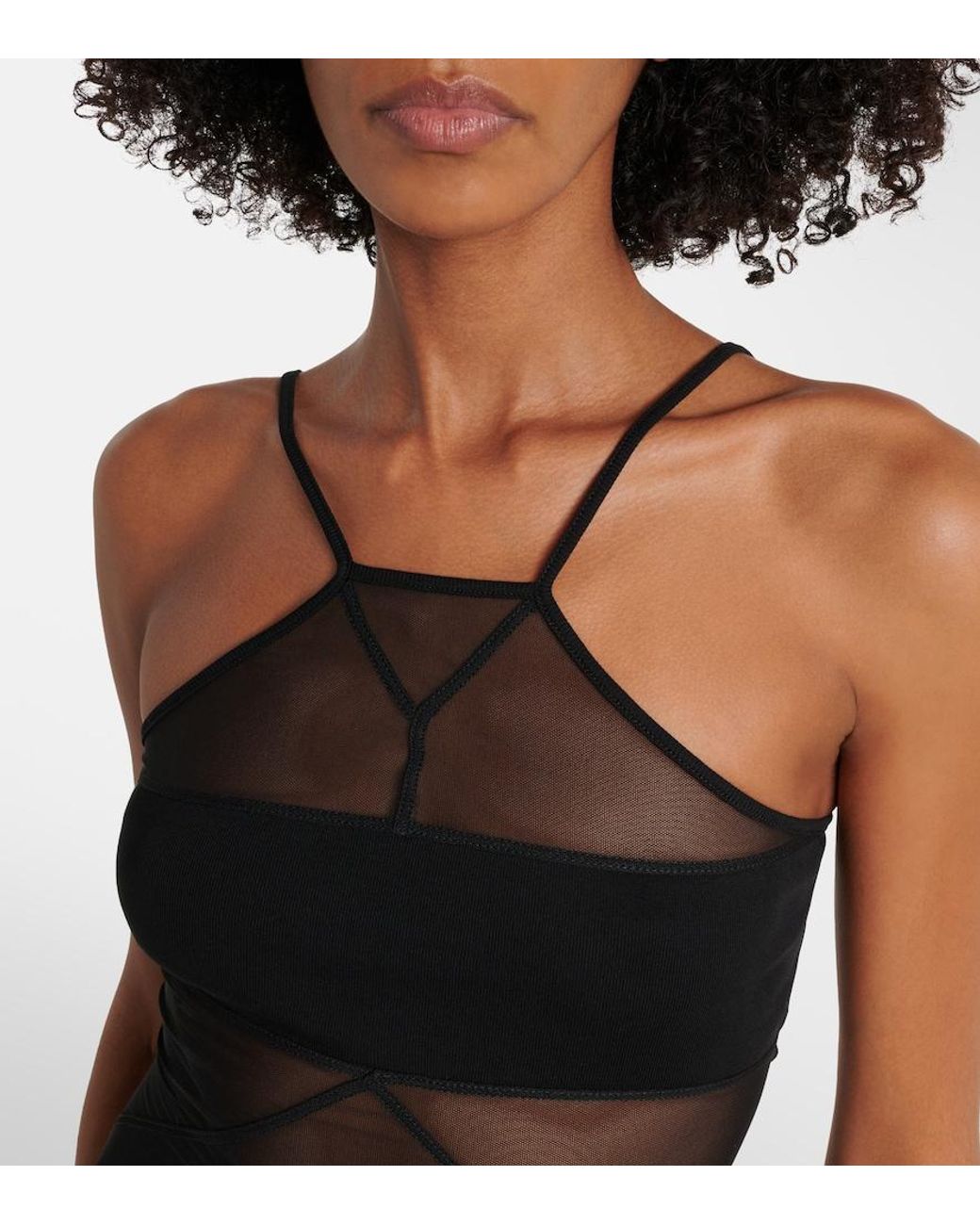 Rick Owens Black Sl Combo Semi-Sheer Top
