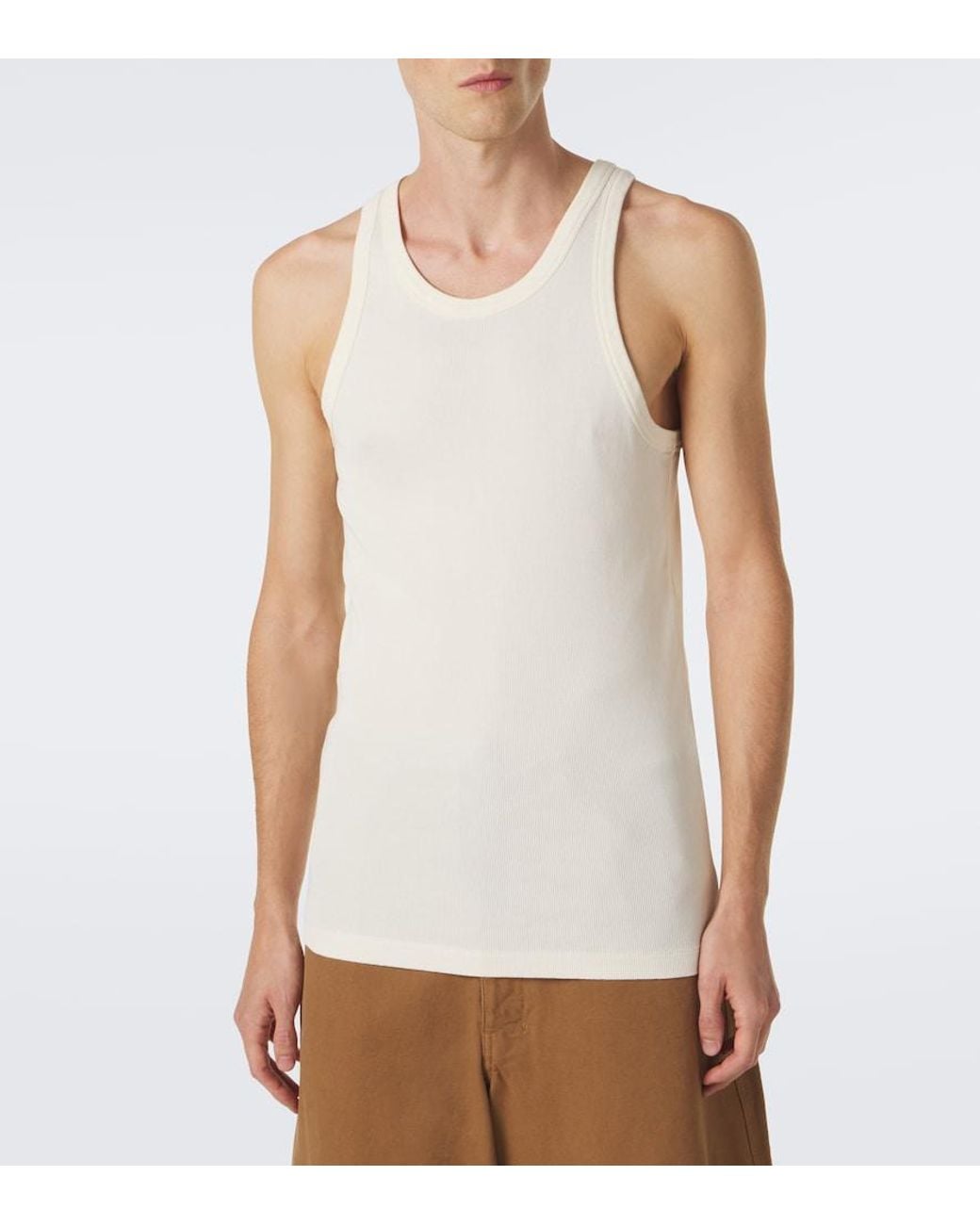 Lemaire Natural Ribbed-Knit Cotton Tank Top for men
