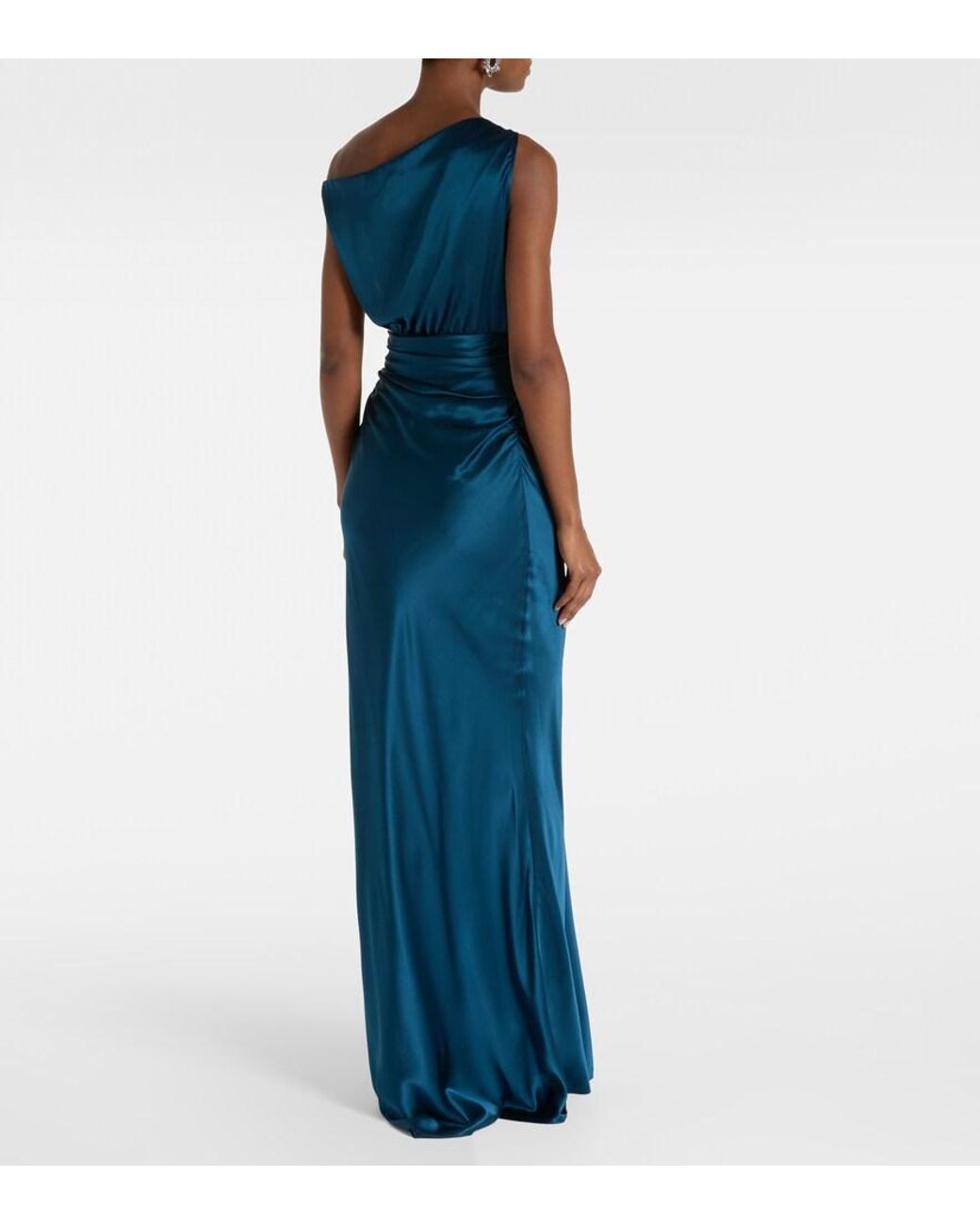 The Sei Blue Draped Silk Satin Gown